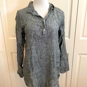 CP Shades denim blue linen button shirt